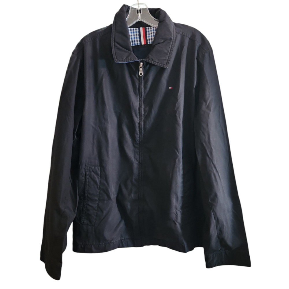 Tommy Hilfiger Lightweight Zip-Up Jacket Windbreaker Sz XL Blue Pockets Lined